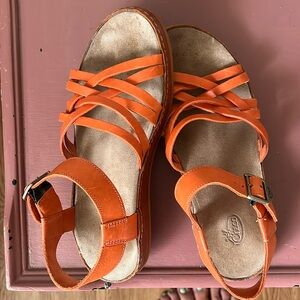Chaco Fallon Orange Leather Sandals 8